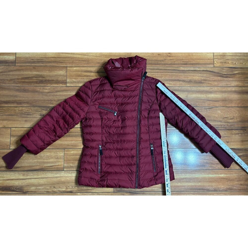 Marc New York Burgundy Down Filled Quilted Puffer Coat Women's Large Luxury - Picture 6 of 12